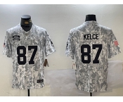 Men's Kansas City Chiefs #87 Travis Kelce 2024 Arctic Camo Salute To Service Limited Stitched Football Jersey