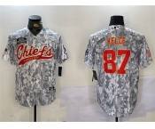 Men's Kansas City Chiefs #87 Travis Kelce 2024 Arctic Camo Salute To Service Stitched Baseball Jersey