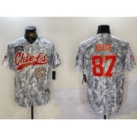 Men's Kansas City Chiefs #87 Travis Kelce 2024 Arctic Camo Salute To Service Stitched Baseball Jerseys