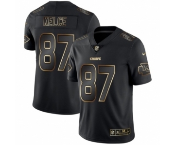 Men's Kansas City Chiefs #87 Travis Kelce Black 2019 Vapor Limited Golden Edition Jersey