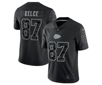 Men's Kansas City Chiefs #87 Travis Kelce Black Reflective Limited Stitched Jersey