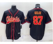 Men's Kansas City Chiefs #87 Travis Kelce Black Stitched Cool Base Nike Baseball Jersey