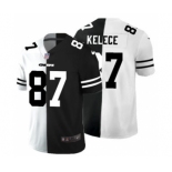 Men's Kansas City Chiefs #87 Travis Kelce Black V White Peace Split Vapor Untouchable Limited Football Jersey