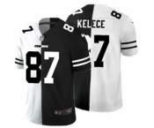 Men's Kansas City Chiefs #87 Travis Kelce Black V White Peace Split Vapor Untouchable Limited Football Jersey