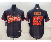 Men's Kansas City Chiefs #87 Travis Kelce Black With Patch Cool Base Stitched Baseball Jersey