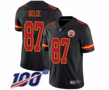 Men's Kansas City Chiefs #87 Travis Kelce Limited Black Rush Vapor Untouchable 100th Season Football Jersey