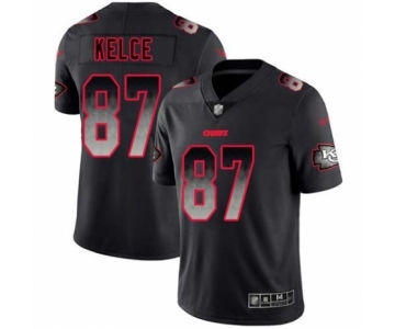 Men's Kansas City Chiefs #87 Travis Kelce Limited Black Smoke Fashion Football Jersey