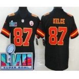 Men's Kansas City Chiefs #87 Travis Kelce Limited Black Super Bowl LVII Vapor Jersey