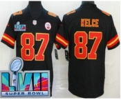 Men's Kansas City Chiefs #87 Travis Kelce Limited Black Super Bowl LVII Vapor Jersey