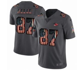 Men's Kansas City Chiefs #87 Travis Kelce Limited Black USA Flag 2019 Salute To Service Football Jersey