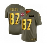 Men's Kansas City Chiefs #87 Travis Kelce Limited Olive Gold 2019 Salute to Service Football Jersey