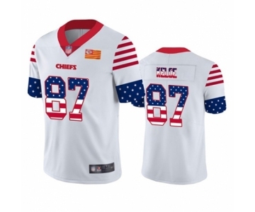 Men's Kansas City Chiefs #87 Travis Kelce Limited White Independence Day Football Jersey