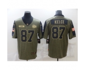 Men's Kansas City Chiefs #87 Travis Kelce Nike Olive 2021 Salute To Service Limited Player Jersey