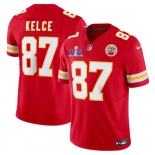 Men’s Kansas City Chiefs #87 Travis Kelce Red F.U.S.E. Super Bowl LVIII Patch Vapor Untouchable Limited Football Stitched Jersey