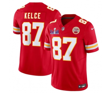 Men’s Kansas City Chiefs #87 Travis Kelce Red F.U.S.E. Super Bowl LVIII Patch Vapor Untouchable Limited Football Stitched Jersey