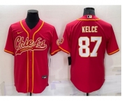 Men's Kansas City Chiefs #87 Travis Kelce Red Stitched Cool Base Nike Baseball Jersey