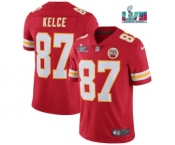 Men’s Kansas City Chiefs #87 Travis Kelce Red Super Bowl LVII Patch Vapor Untouchable Limited Stitched Jersey