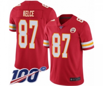 Men's Kansas City Chiefs #87 Travis Kelce Red Team Color Vapor Untouchable Limited Player 100th Season Football Jersey