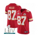 Men's Kansas City Chiefs #87 Travis Kelce Red Team Color Vapor Untouchable Limited Player Super Bowl LIV Bound Football Jersey