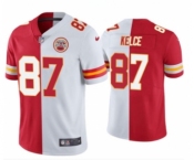 Men’s Kansas City Chiefs #87 Travis Kelce Red & White Split Limited Stitched Jersey