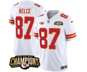 Men’s Kansas City Chiefs #87 Travis Kelce White 2023 F.U.S.E. AFC West Champions With NKH Patch Vapor Untouchable Limited Football Stitched Jersey