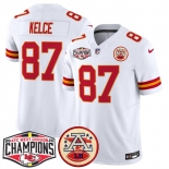 Men's Kansas City Chiefs #87 Travis Kelce White F.U.S.E. 2024 AFC West Division Champions Vapor Limited Stitched Football Jersey