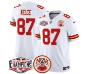 Men's Kansas City Chiefs #87 Travis Kelce White F.U.S.E. 2024 AFC West Division Champions Vapor Limited Stitched Football Jersey