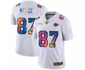 Men's Kansas City Chiefs #87 Travis Kelce White Multi-Color 2020 Football Crucial Catch Limited Football Jersey