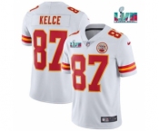 Men's Kansas City Chiefs #87 Travis Kelce White Super Bowl LVII Patch Vapor Untouchable Limited Stitched Jersey