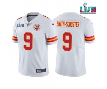 Men's Kansas City Chiefs #9 JuJu Smith-Schuster White Super Bowl LVII Patch Vapor Untouchable Limited Stitched Jersey