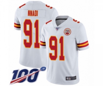 Men's Kansas City Chiefs #91 Derrick Nnadi White Vapor Untouchable Limited Player 100th Season Football Jersey