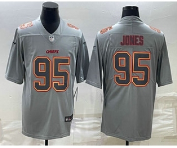 Men's Kansas City Chiefs #95 Chris Jones Gray Atmosphere Fashion Stitched Jersey