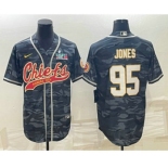 Men's Kansas City Chiefs #95 Chris Jones Grey Camo With Super Bowl LVII Patch Cool Base Stitched Baseball Jersey