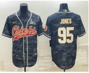 Men's Kansas City Chiefs #95 Chris Jones Grey Camo With Super Bowl LVII Patch Cool Base Stitched Baseball Jersey