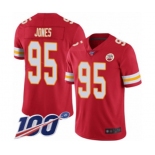 Men's Kansas City Chiefs #95 Chris Jones Red Team Color Vapor Untouchable Limited Player 100th Season Football Jersey