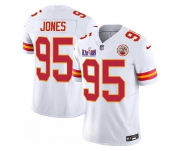 Men’s Kansas City Chiefs #95 Chris Jones White 2024 F.U.S.E. Super Bowl LVIII Patch Vapor Untouchable Limited Football Stitched Jersey