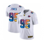 Men's Kansas City Chiefs #95 Chris Jones White Multi-Color 2020 Football Crucial Catch Limited Football Jersey