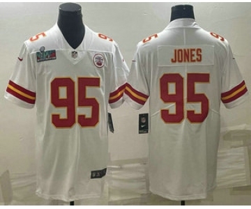 Men's Kansas City Chiefs #95 Chris Jones White Super Bowl LVII Patch Vapor Untouchable Limited Stitched Jersey