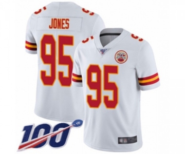 Men's Kansas City Chiefs #95 Chris Jones White Vapor Untouchable Limited Player 100th Season Football Jersey