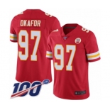 Men's Kansas City Chiefs #97 Alex Okafor Red Team Color Vapor Untouchable Limited Player 100th Season Football Jersey