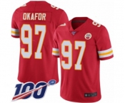 Men's Kansas City Chiefs #97 Alex Okafor Red Team Color Vapor Untouchable Limited Player 100th Season Football Jersey