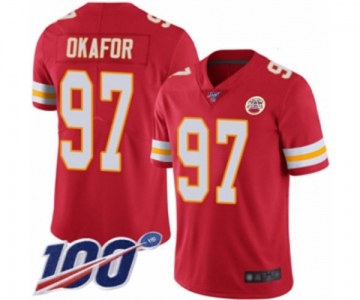 Men's Kansas City Chiefs #97 Alex Okafor Red Team Color Vapor Untouchable Limited Player 100th Season Football Jersey