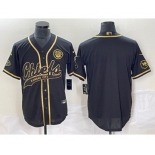 Men's Kansas City Chiefs Blank Black Gold Cool Base Stitched Baseball Jersey