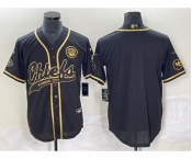 Men's Kansas City Chiefs Blank Black Gold Cool Base Stitched Baseball Jersey