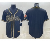 Men's Kansas City Chiefs Blank Black Gold With Patch Cool Base Stitched Baseball Jersey