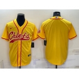 Men's Kansas City Chiefs Blank Gold With Patch Cool Base Stitched Baseball Jersey