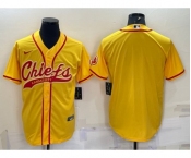 Men's Kansas City Chiefs Blank Gold With Patch Cool Base Stitched Baseball Jersey