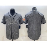 Men's Kansas City Chiefs Blank Grey With Patch Cool Base Stitched Baseball Jersey