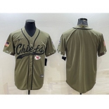 Men's Kansas City Chiefs Blank Olive Salute to Service Cool Base Stitched Baseball Jersey