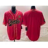 Men's Kansas City Chiefs Blank Red Gold Cool Base Stitched Baseball Jersey